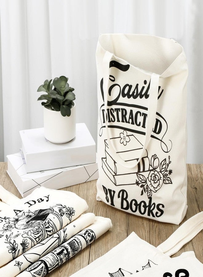 مجموعة حقائب حمل الكتب القماشية من SilTriangle، 8 قطع، هدية مثالية لعشاق الكتب في المكتبات، حقيبة قماشية قابلة لإعادة الاستخدام للنساء والرجال ومحبي القراءة والمعلمين وأمناء المكتبات. - Image 2